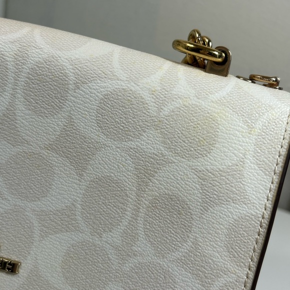 Coach Signature White and Tan Crossbody Bag - Picture 4 of 13